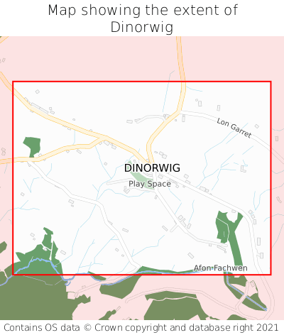 Map showing extent of Dinorwig as bounding box