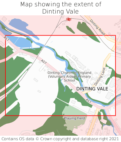 Map showing extent of Dinting Vale as bounding box