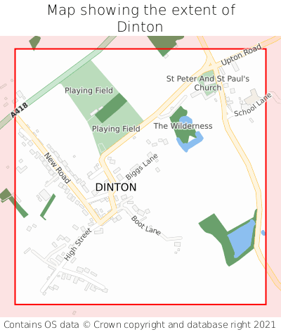 Map showing extent of Dinton as bounding box