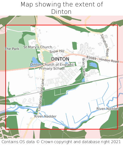 Map showing extent of Dinton as bounding box