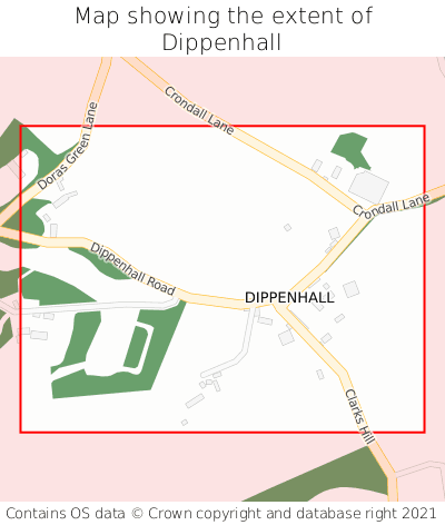 Map showing extent of Dippenhall as bounding box
