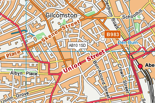 AB10 1SD map - OS VectorMap District (Ordnance Survey)