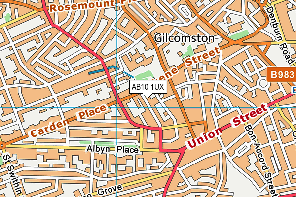 AB10 1UX map - OS VectorMap District (Ordnance Survey)
