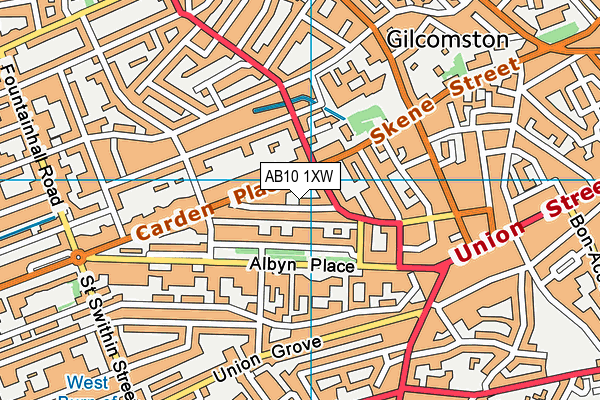 AB10 1XW map - OS VectorMap District (Ordnance Survey)
