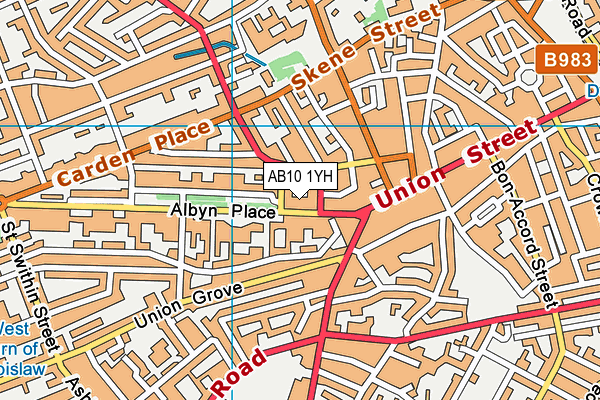 AB10 1YH map - OS VectorMap District (Ordnance Survey)