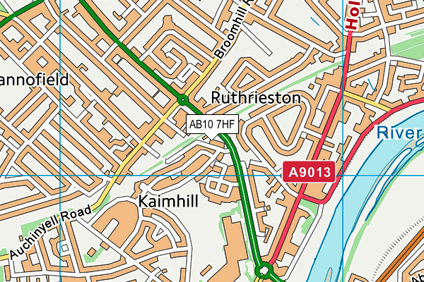 AB10 7HF map - OS VectorMap District (Ordnance Survey)