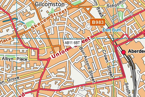 AB11 6BT map - OS VectorMap District (Ordnance Survey)