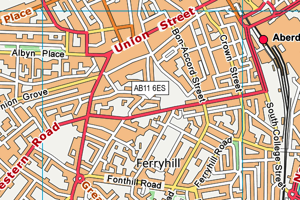 AB11 6ES map - OS VectorMap District (Ordnance Survey) AB11 6ES map - OS VectorMap District (Ordnance Survey)