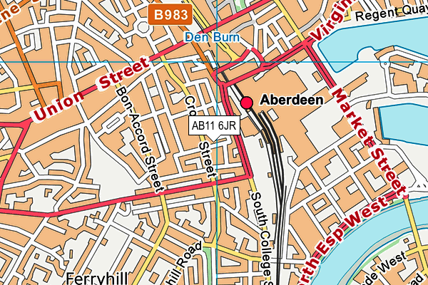 AB11 6JR map - OS VectorMap District (Ordnance Survey) AB11 6JR map - OS VectorMap District (Ordnance Survey)