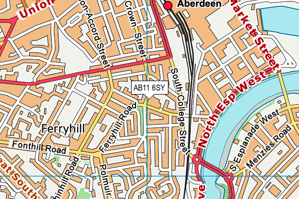 AB11 6SY map - OS VectorMap District (Ordnance Survey) AB11 6SY map - OS VectorMap District (Ordnance Survey)