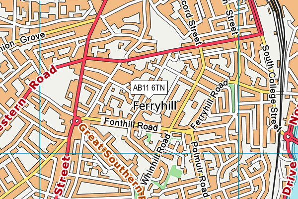 AB11 6TN map - OS VectorMap District (Ordnance Survey) AB11 6TN map - OS VectorMap District (Ordnance Survey)