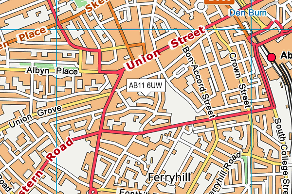 AB11 6UW map - OS VectorMap District (Ordnance Survey) AB11 6UW map - OS VectorMap District (Ordnance Survey)