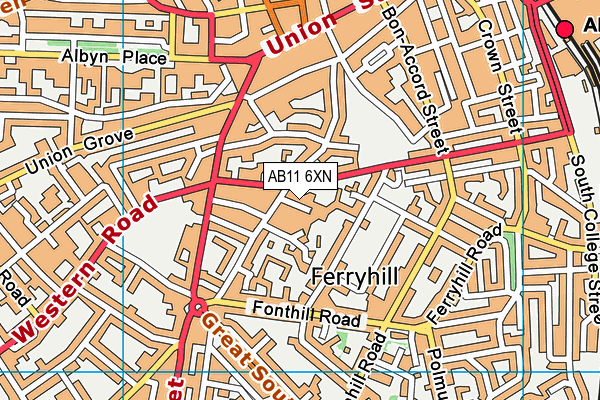 AB11 6XN map - OS VectorMap District (Ordnance Survey) AB11 6XN map - OS VectorMap District (Ordnance Survey)
