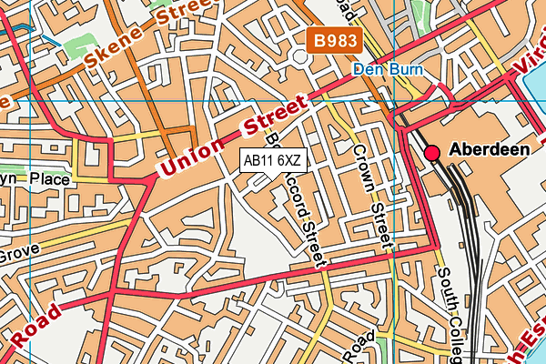 AB11 6XZ map - OS VectorMap District (Ordnance Survey) AB11 6XZ map - OS VectorMap District (Ordnance Survey)