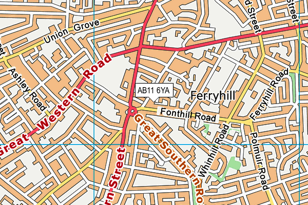 AB11 6YA map - OS VectorMap District (Ordnance Survey) AB11 6YA map - OS VectorMap District (Ordnance Survey)
