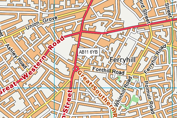 AB11 6YB map - OS VectorMap District (Ordnance Survey) AB11 6YB map - OS VectorMap District (Ordnance Survey)