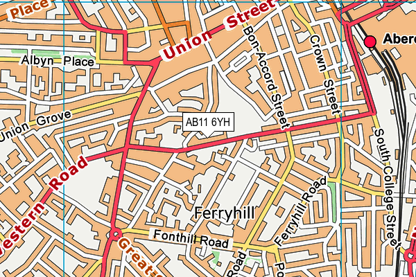 AB11 6YH map - OS VectorMap District (Ordnance Survey)