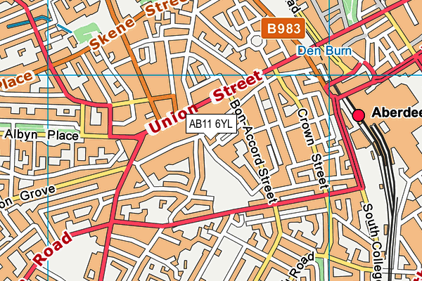 AB11 6YL map - OS VectorMap District (Ordnance Survey) AB11 6YL map - OS VectorMap District (Ordnance Survey)