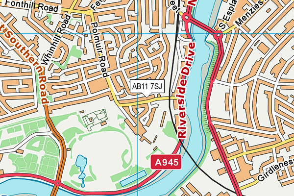 AB11 7SJ map - OS VectorMap District (Ordnance Survey) AB11 7SJ map - OS VectorMap District (Ordnance Survey)
