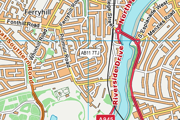 AB11 7TJ map - OS VectorMap District (Ordnance Survey) AB11 7TJ map - OS VectorMap District (Ordnance Survey)