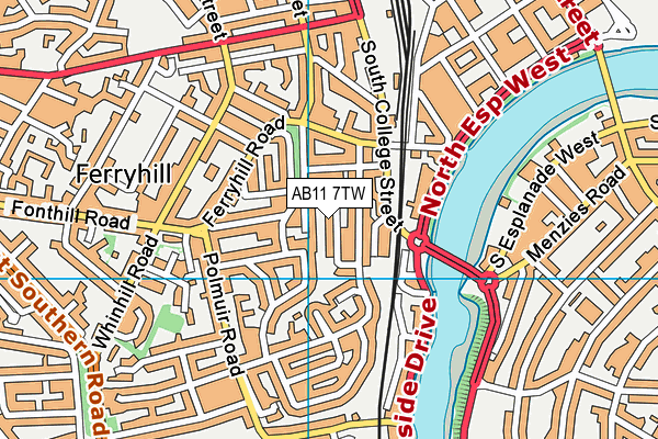AB11 7TW map - OS VectorMap District (Ordnance Survey) AB11 7TW map - OS VectorMap District (Ordnance Survey)