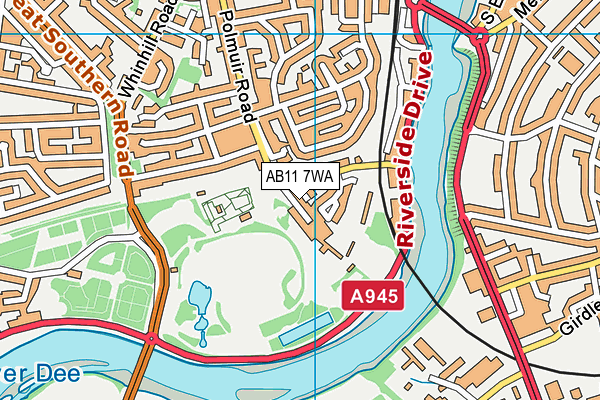 AB11 7WA map - OS VectorMap District (Ordnance Survey) AB11 7WA map - OS VectorMap District (Ordnance Survey)