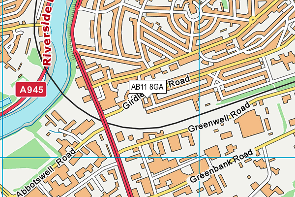 AB11 8GA map - OS VectorMap District (Ordnance Survey) AB11 8GA map - OS VectorMap District (Ordnance Survey)