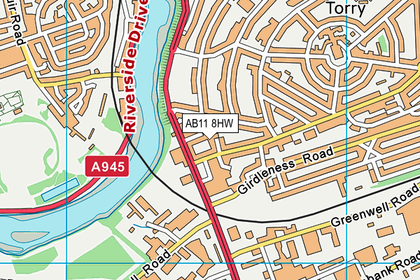 AB11 8HW map - OS VectorMap District (Ordnance Survey) AB11 8HW map - OS VectorMap District (Ordnance Survey)
