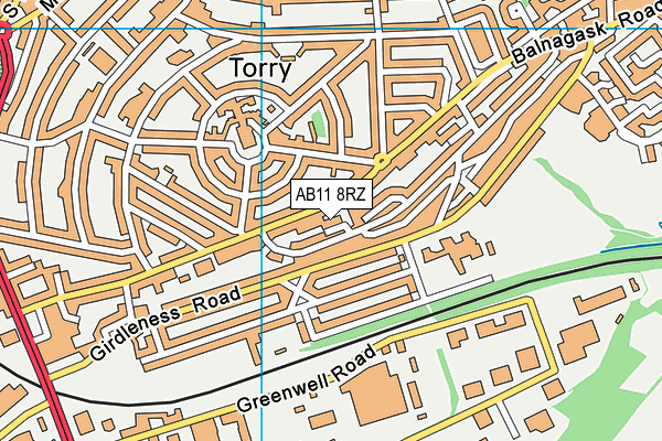 AB11 8RZ map - OS VectorMap District (Ordnance Survey) AB11 8RZ map - OS VectorMap District (Ordnance Survey)