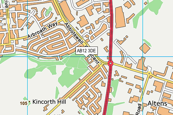AB12 3DE map - OS VectorMap District (Ordnance Survey)