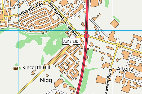 AB12 3JD map - OS VectorMap District (Ordnance Survey) AB12 3JD map - OS VectorMap District (Ordnance Survey)