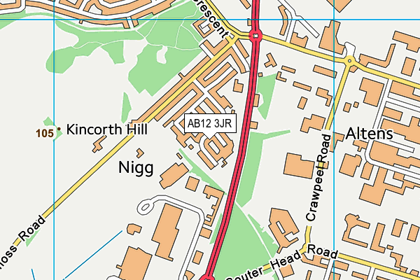 AB12 3JR map - OS VectorMap District (Ordnance Survey) AB12 3JR map - OS VectorMap District (Ordnance Survey)