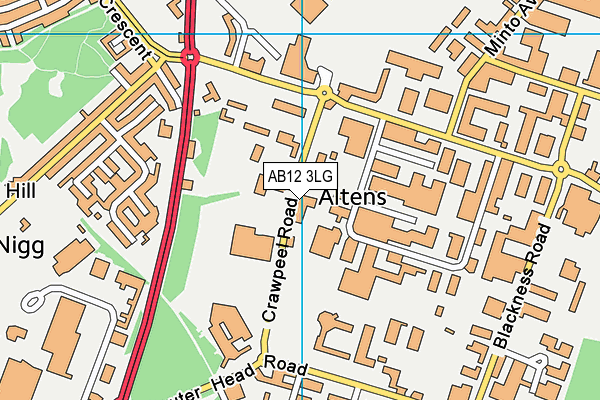 AB12 3LG map - OS VectorMap District (Ordnance Survey)