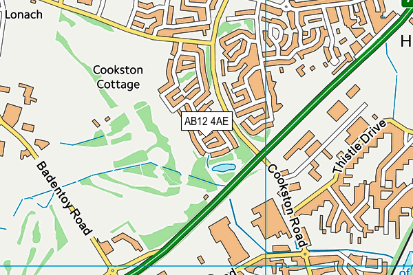 AB12 4AE map - OS VectorMap District (Ordnance Survey)