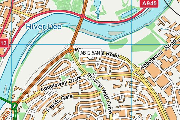 AB12 5AN map - OS VectorMap District (Ordnance Survey) AB12 5AN map - OS VectorMap District (Ordnance Survey)