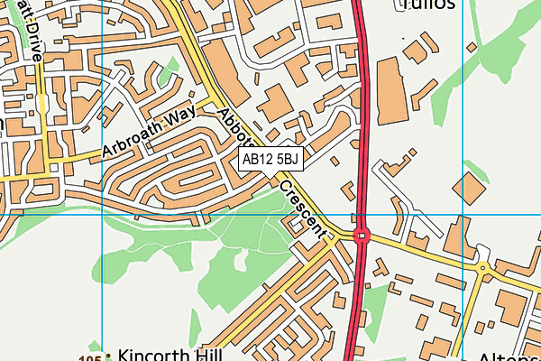 AB12 5BJ map - OS VectorMap District (Ordnance Survey) AB12 5BJ map - OS VectorMap District (Ordnance Survey)