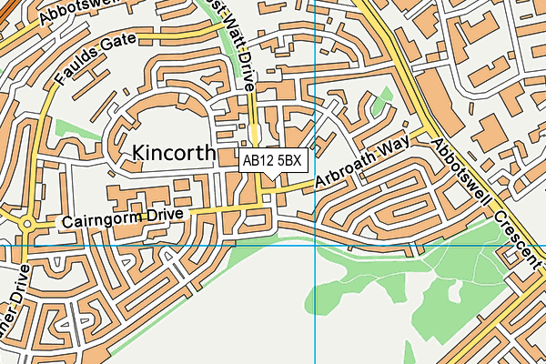 AB12 5BX map - OS VectorMap District (Ordnance Survey)