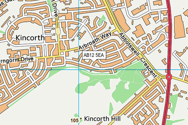 AB12 5EA map - OS VectorMap District (Ordnance Survey)