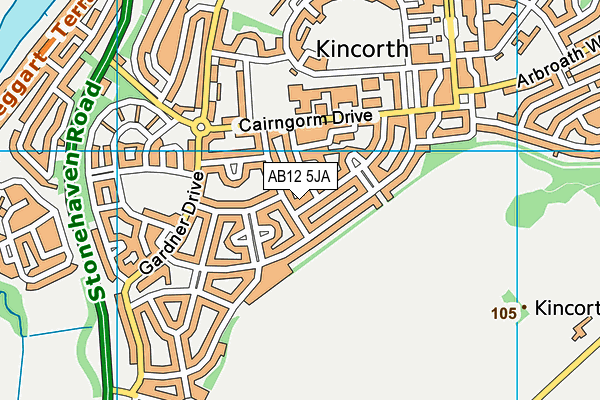AB12 5JA map - OS VectorMap District (Ordnance Survey) AB12 5JA map - OS VectorMap District (Ordnance Survey)