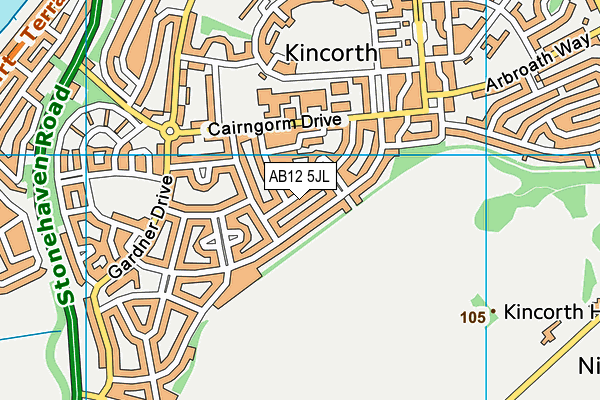 AB12 5JL map - OS VectorMap District (Ordnance Survey) AB12 5JL map - OS VectorMap District (Ordnance Survey)