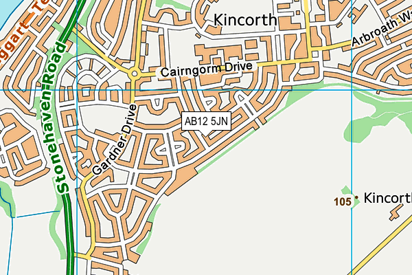 AB12 5JN map - OS VectorMap District (Ordnance Survey) AB12 5JN map - OS VectorMap District (Ordnance Survey)