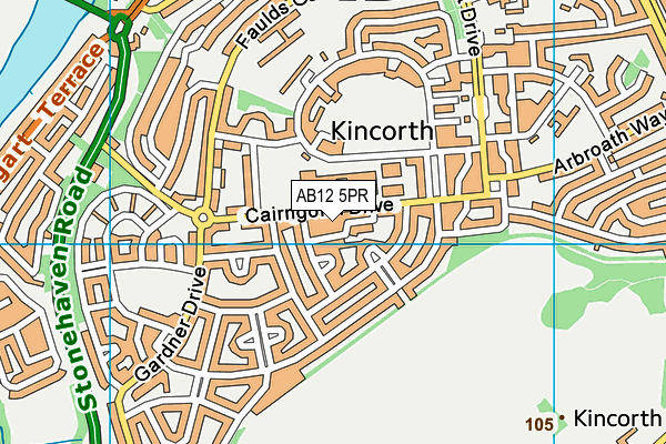 AB12 5PR map - OS VectorMap District (Ordnance Survey)