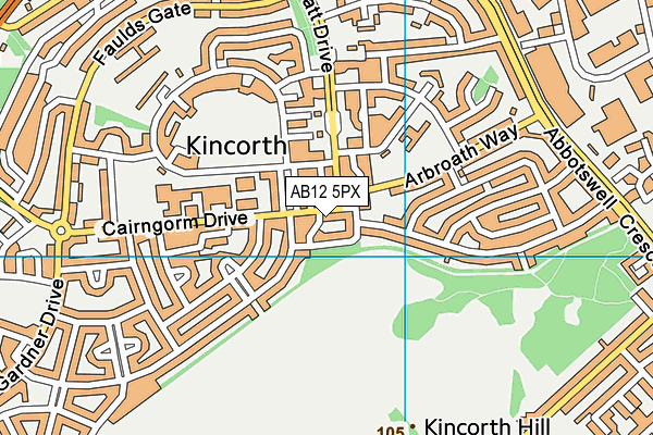 AB12 5PX map - OS VectorMap District (Ordnance Survey)