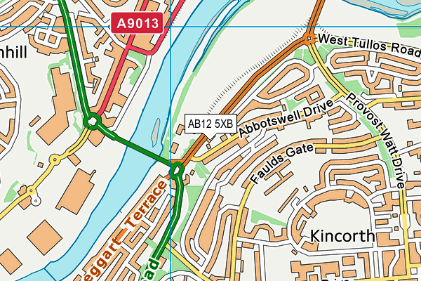 AB12 5XB map - OS VectorMap District (Ordnance Survey)