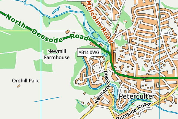AB14 0WG map - OS VectorMap District (Ordnance Survey)
