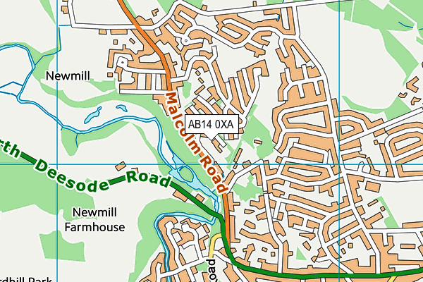 AB14 0XA map - OS VectorMap District (Ordnance Survey) AB14 0XA map - OS VectorMap District (Ordnance Survey)