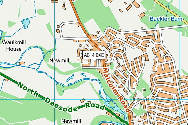 AB14 0XE map - OS VectorMap District (Ordnance Survey) AB14 0XE map - OS VectorMap District (Ordnance Survey)