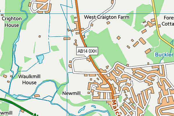 AB14 0XH map - OS VectorMap District (Ordnance Survey) AB14 0XH map - OS VectorMap District (Ordnance Survey)