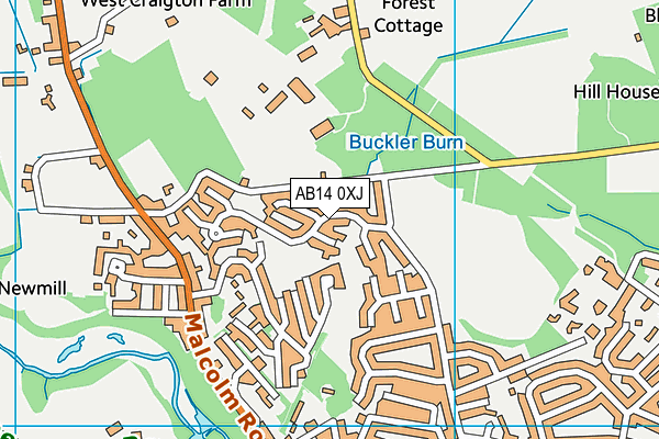 AB14 0XJ map - OS VectorMap District (Ordnance Survey) AB14 0XJ map - OS VectorMap District (Ordnance Survey)