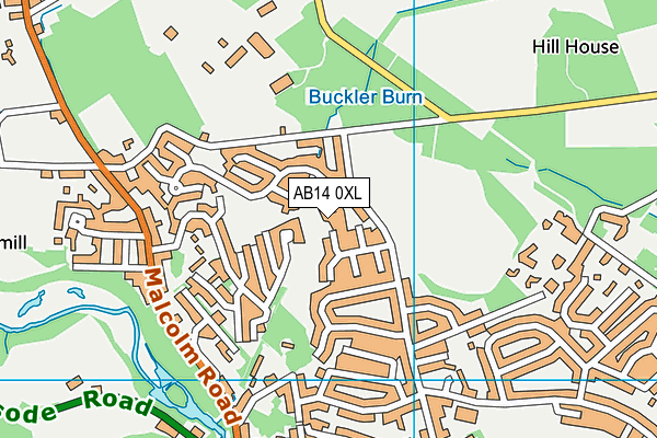 AB14 0XL map - OS VectorMap District (Ordnance Survey) AB14 0XL map - OS VectorMap District (Ordnance Survey)